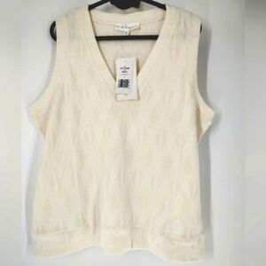 Brea Canyon Women's Elegant Ivory Sleeveless Top Size L